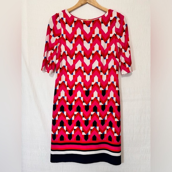 Eliza J Pink and Red Sheath Dress with Bateau Neckline - Picture 5 of 12